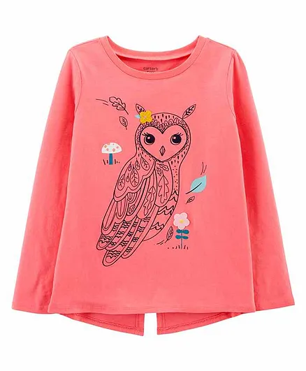 Carter's Owl Jersey Tee - Pink