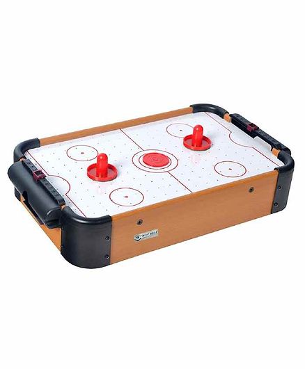 Emob Tabletop Air Ice Hockey Game 2 Pushers 2 Pucks White Brown