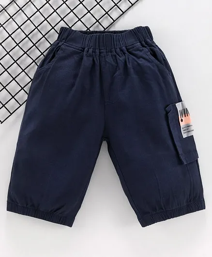 Lekeer Kids Elasticated Waist Shorts Solid Colour - Navy Blue
