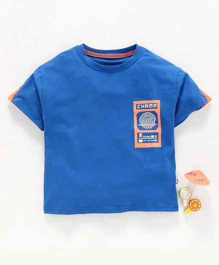 Lekeer Kids Half Sleeves Tee Champ Print - Blue