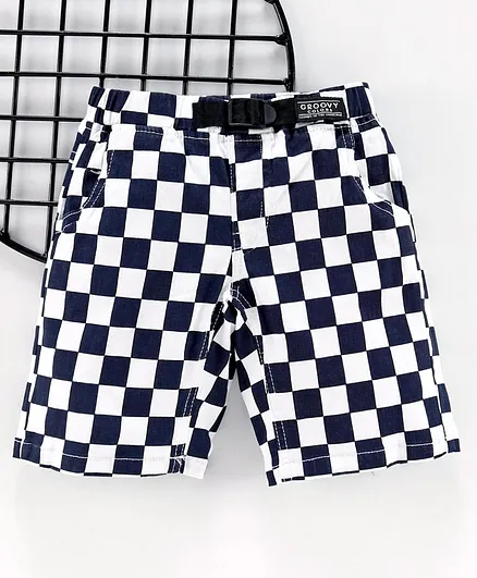Lekeer Kids Checks Shorts - Navy Blue White