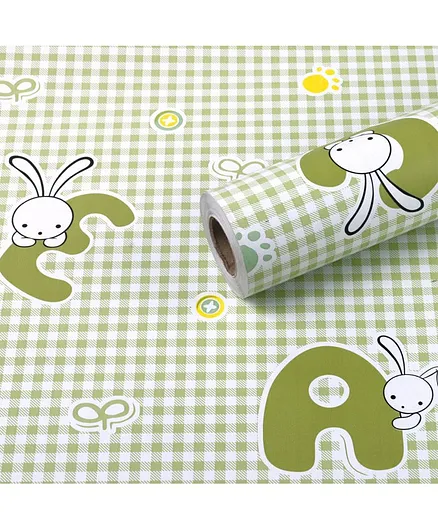 Oren Empower Happy Cartoon Decorative Wallpaper - Green White 