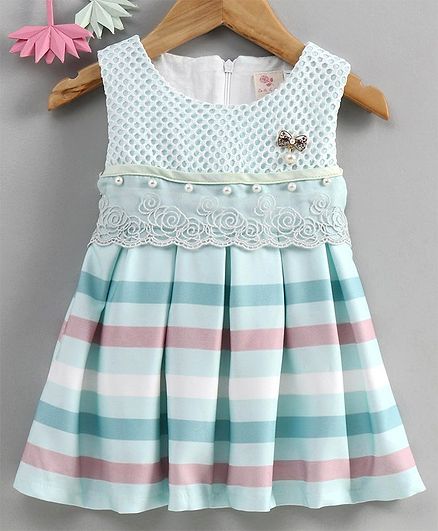 NWT Girls Blue White Striped Sleeveless Romper 9 Months