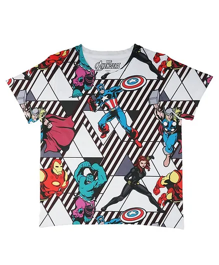 Marvel By Crossroads Half Sleeves Avengers Characters Print Tee - Multi Colour