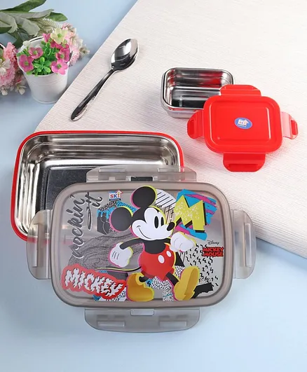 Disney Mickey Mouse and Friend Insulated Lunch Box Red Grey (Color & Print May Vary)
