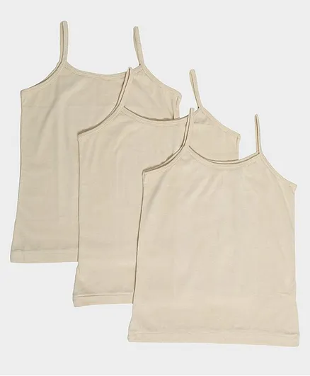 Chipbeys Solid Sleeveless Pack Of 3 Camisole -  Beige