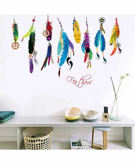 Oren Empower Colorful Feathers Wall Sticker - Multicolour