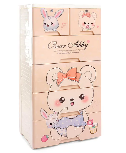 6 Compartment Storage Cabinet Teddy Print - Pink