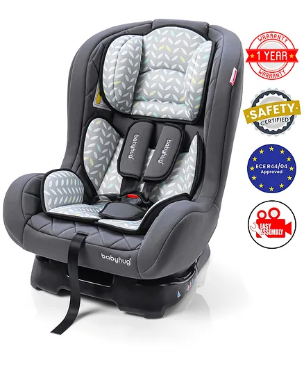 Babyhug Expedition 3 in 1 Convertible Car Seat With Recliner with 1 Year Warranty - Grey