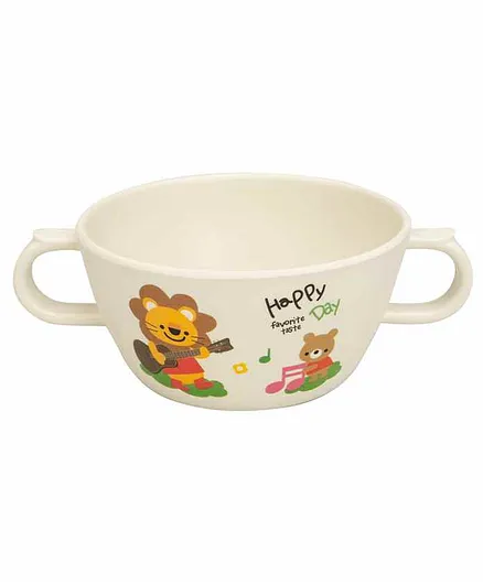 Small Wonder Bowl With Twin Handle Lion Print White - 280 ml