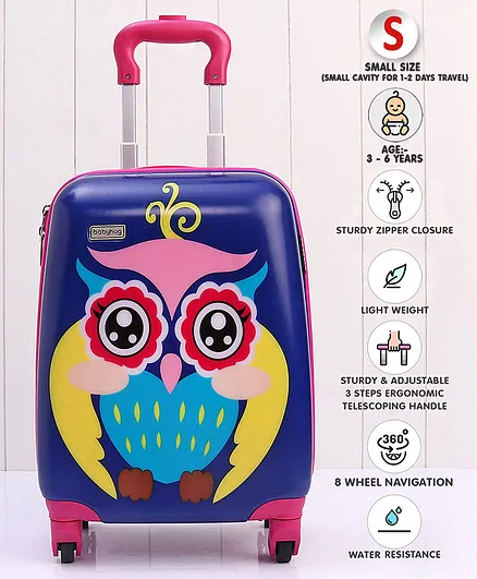 Babyhug Kid's Small 1 Day Trip Trolley Bag Owl Print - 18 Inches