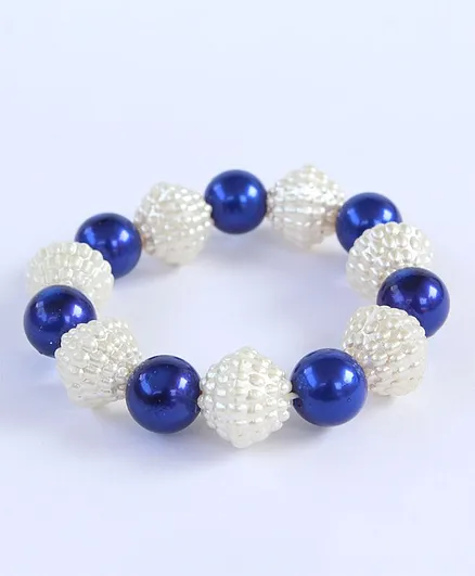 Pihoo Carved Beaded & Pearl Detailing Bracelet - Blue