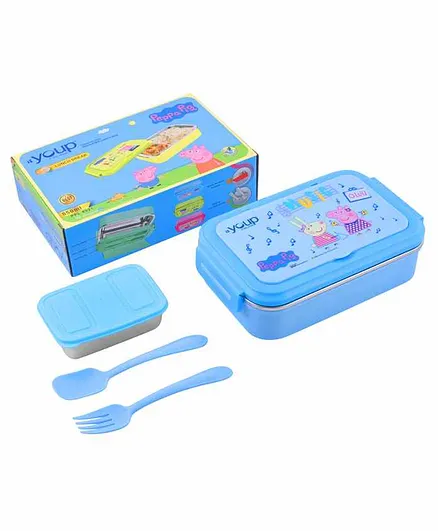 Youp Stainless Steel Insulated Blue Color Peppa Pig Kids Lunch Box -850 ml