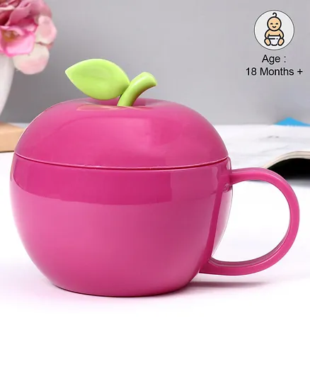 Apple Shaped Polypropylene Cup with Lid Pink - 380 ml