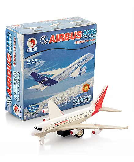 Shinsei Jumbo Pull Back Air Indian Plane with Stand - White
