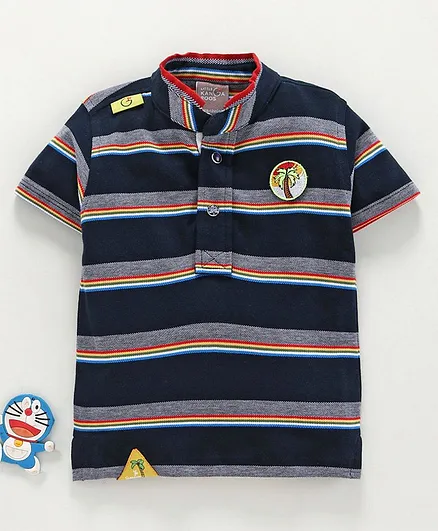 Little Kangaroos Half Sleeves Striped Tee - Navy Blue