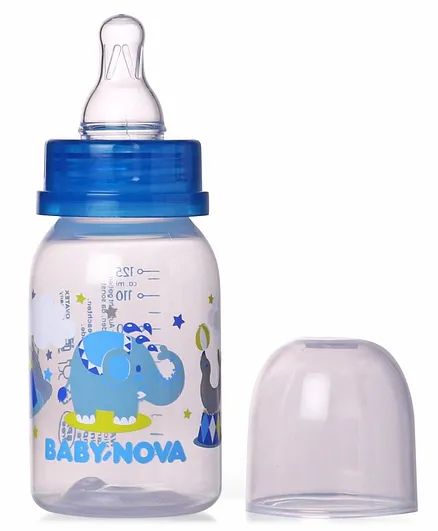 Baby Nova Polypropylene Feeding Bottle Elephant Print Blue - 125 ml