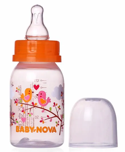 Baby Nova Polypropylene Feeding Bottle Bird Print Orange - 125 ml