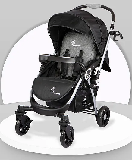 R for Rabbit Chocolate Ride Baby Stroller with Reversible Handle - Black & Grey