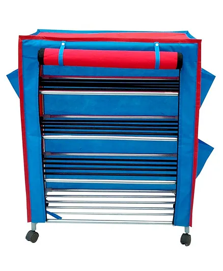 Fabura 4 Shelves Multipurpose Rack - Red Blue