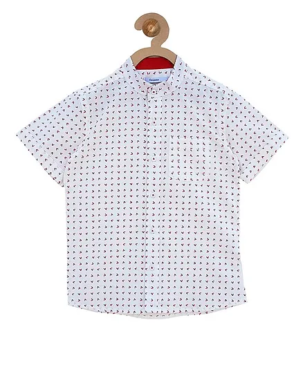 Campana Geometric Print Half Sleeve Shirt - White