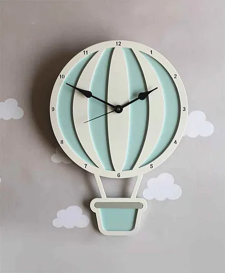 The Tiny Trove Wooden Hot Air Balloon Clock - Blue