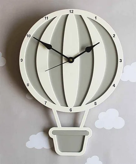 The Tiny Trove Wooden Hot Air Balloon  Clock - Grey