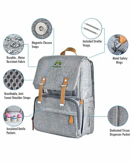 Kiddale Diaper Backpack - Grey