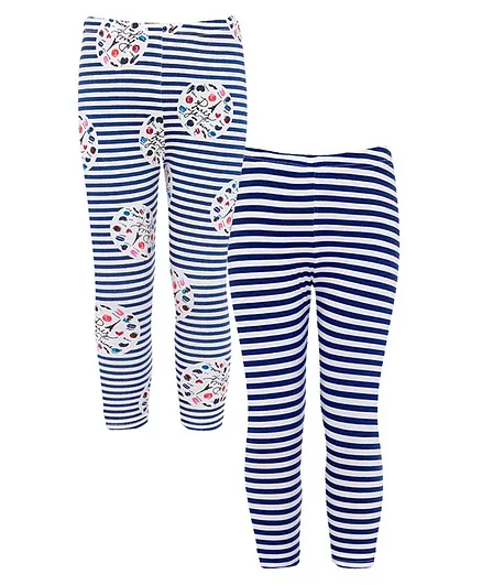 Naughty Ninos Pack of 2 Striped Ankle Length Leggings - Blue