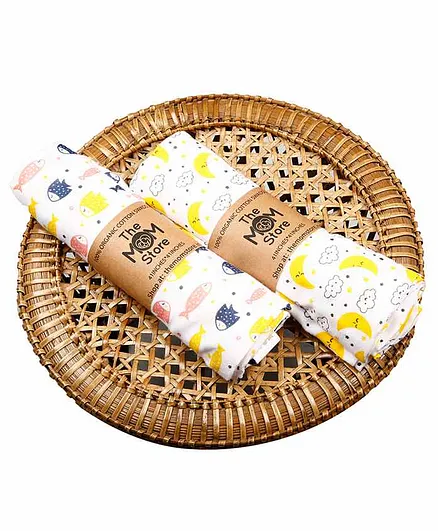 The Mom Store Muslin Swaddle Wrap Finding Nemoo & Moon & Stars Pack of 2 - Pink Yellow