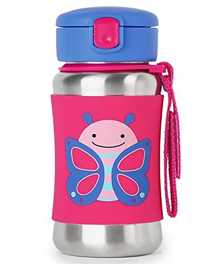 Skip Hop Stainless Sipper Bottle Butterfly Print Pink - 350 ml