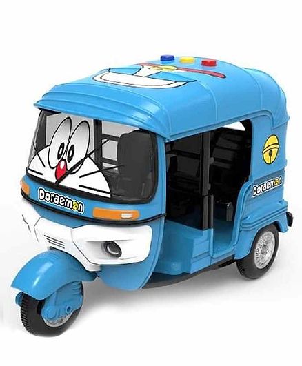 FunBlast Bump & Go Doraemon Toy Auto Rickshaw with Flashing Lights - Blue Freeoffer