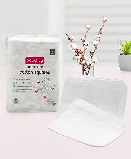 Babyhug Premium Cotton Squares - 60 Pieces