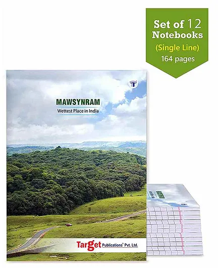 Target Publications Mawsynram Single Line Long Notebook Set of 12 - 164 Pages each