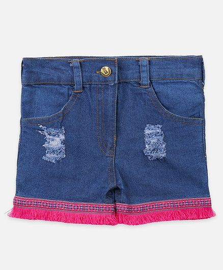 denim fringe shorts