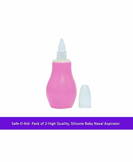 Safe-O-Kid Silicone Baby Nasal Aspirators Pack of 2 - Pink White