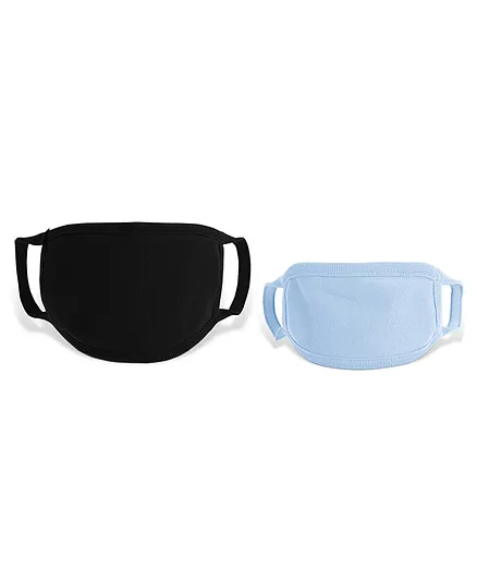 Zoe 100% Cotton Masks for Kids and Parents Pack of 2 - Black Blue