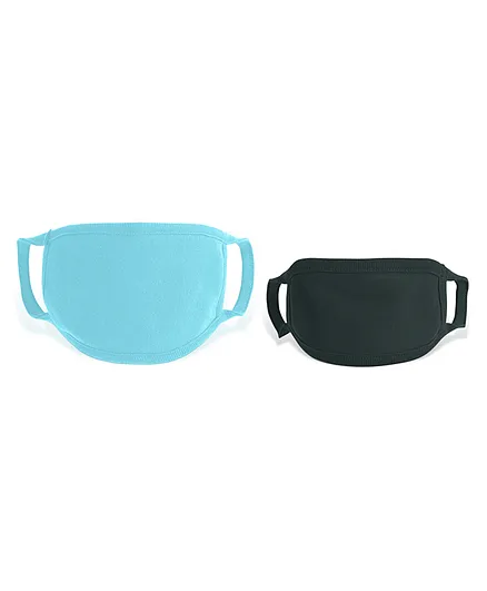 Zoe 100% Cotton Masks for Kids & Parents Pack of 2 - Black Blue
