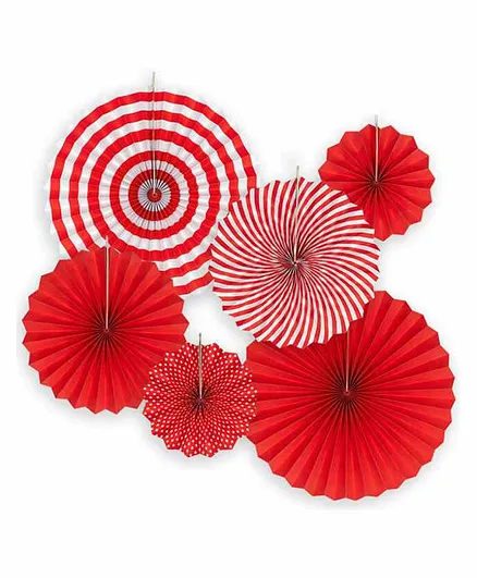 Untumble Paper Fan Decoration Red - Pack of 6