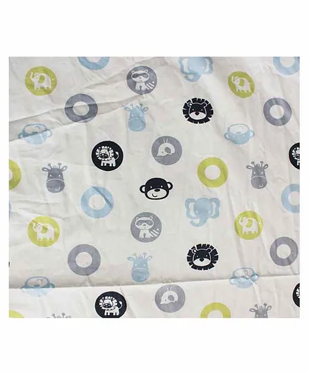 The Mom Store 100% Cotton Crib Sheet  Baby Jungle Print - White 