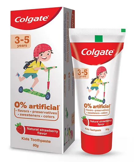 Colgate Toothpaste Tube Natural Strawberry Flavour 0% Artificial - 80 gm