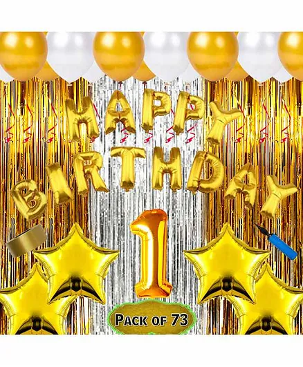 Shopperskart First Birthday Balloon Kit Golden - Pack of 73