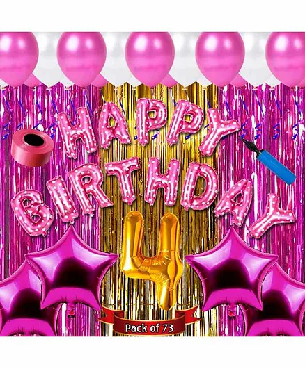 Shopperskart Fourth Birthday Balloon Kit Pink - Pack of 73
