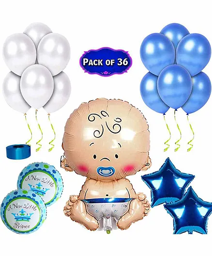 Shopperskart Welcome Home Baby Boy Balloon Combo Kit Blue - Pack of 36