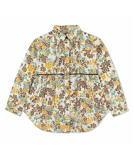 Cherry Crumble by Nitt Hyman Full Sleeves Flower Printed Shirt Type Top - Multicolor