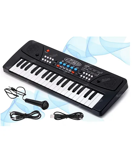 Fiddlerz 37 Key Piano Keyboard Toy with Mic and Power Option Recording and Mic - Black