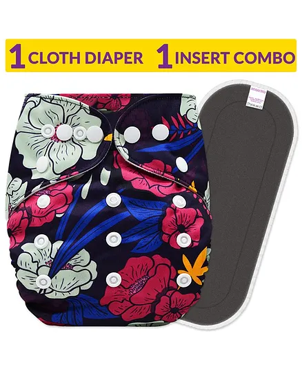 Bembika Reusable Cloth Diaper with Bamboo Insert Floral Print - Multicolor