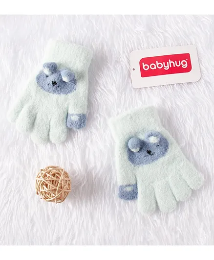 Babyhug Woolen Hand Gloves Animal Design - Blue