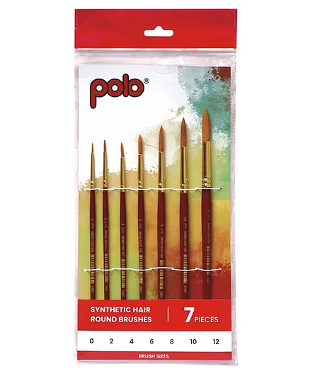 Polo Synthetic Hair Brushes Round Set of 7 - Natural Handle