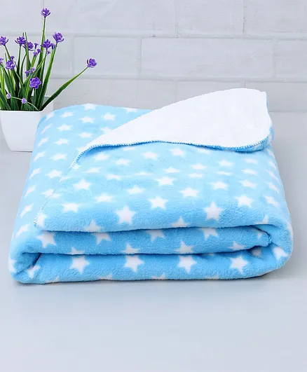 Zoe Poly Wool Blanket Star Design - Light Blue